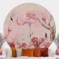 Klebefieber Runde Fototapete selbstklebend Shabby Chic Collage - Flamingo