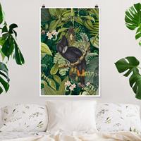 Klebefieber Poster Bunte Collage - Kakadus im Dschungel