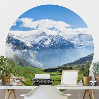 Klebefieber Runde Tapete selbstklebend Schweizer Alpenpanorama