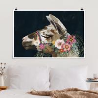 Klebefieber Poster Lama mit Blumenschmuck II