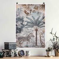 Klebefieber Poster Vintage Collage Landkarte Afrika