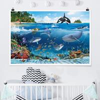 Klebefieber Poster Unterwasserwelt mit Tieren