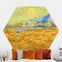 Klebefieber Hexagon Fototapete selbstklebend Vincent van Gogh - Kornfeld mit Schnitter