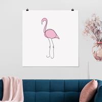 Klebefieber Poster Flamingo Line Art