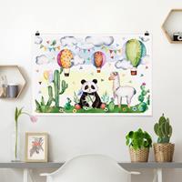 Klebefieber Poster Panda und Lama Aquarell