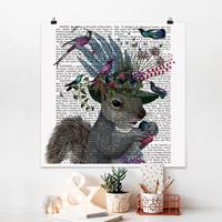 Klebefieber Poster Vogelfänger - Eichhörnchen mit Eicheln