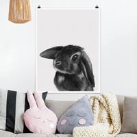 Klebefieber Poster Illustration Hase Schwarz Weiß Zeichnung