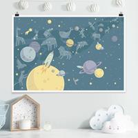 Klebefieber Poster Planeten mit Sternzeichen und Raketen