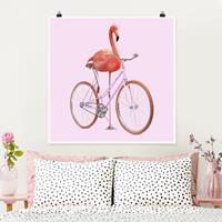Klebefieber Poster Flamingo mit Fahrrad