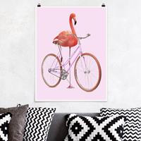 Klebefieber Poster Flamingo mit Fahrrad