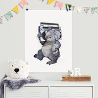 Klebefieber Poster Illustration Koala mit Radio Malerei