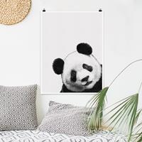 Klebefieber Poster Illustration Panda Schwarz Weiß Malerei