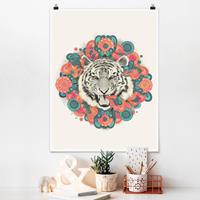 Klebefieber Poster Illustration Tiger Zeichnung Mandala Paisley