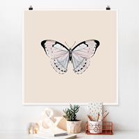 Klebefieber Poster Schmetterling auf Beige