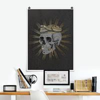 Klebefieber Poster Illustration Totenkopf und Schlange Schwarz Gold