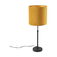 QAZQA Tischlampe schwarz mit Veloursschirm gelb mit Gold 25 cm - Parte