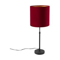 QAZQA Tischlampe schwarz mit Veloursschirm rot mit Gold 25 cm - Parte