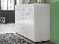 Mobistoxx Dressoir PITTA cm 2 deuren en 3 lades hoogglans wit