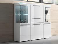 Mobistoxx Dressoir INDIRA 4 deuren 1 lade wit/hoogglans wit zonder Led