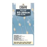 Bellatio Draadverlichting Zilverdraad 60 Warm Witte Lampjes - 295 Cm