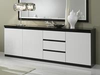 Mobistoxx Dressoir ROMEO 3 deuren en 3 lades hoogglans zwart/hoogglans wit