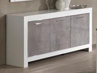 Mobistoxx Dressoir MADONNA 3 deuren hoogglans wit/hoogglans beton