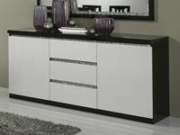 Mobistoxx Dressoir REBECCA 2 deuren en 3 lades hoogglans zwart/hoogglans wit