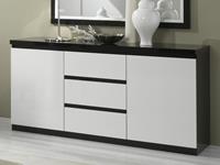 Mobistoxx Dressoir ROMEO 2 deuren en 3 lades hoogglans zwart/hoogglans wit