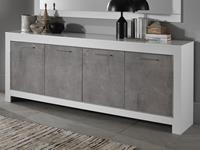 Mobistoxx Dressoir MADONNA 4 deuren hoogglans wit/hoogglans beton