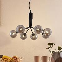 Lucande Wynona hanglamp, 5-lamps, zwart
