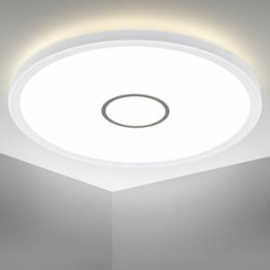 B.K.LICHT LED Deckenleuchte ultraflach Panel Deckenlampe Wohnzimmer Flur Slim weiß silber