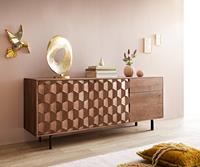 DELIFE Sideboard Fevo 175 cm Akazie Braun 2 Türen 3 Schubfächer L-Fuß