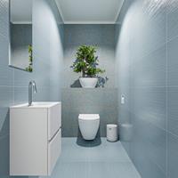 MONDIAZ ADA Toiletmeubel 40x30x50cm met 1 kraangaten 2 lades talc mat Wastafel Lex rechts Solid Surface Wit FK75341712