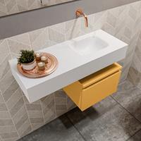 MONDIAZ ANDOR Toiletmeubel 80x30x30cm met 0 kraangaten 1 lades ocher mat Wastafel Lex rechts Solid Surface Wit FK75343860