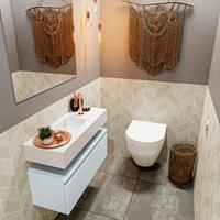 MONDIAZ ANDOR Toiletmeubel 80x30x30cm met 1 kraangaten 1 lades cale mat Wastafel Lex midden Solid Surface Wit FK75343344