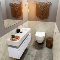 MONDIAZ ANDOR Toiletmeubel 100x30x30cm met 0 kraangaten 1 lades cale mat Wastafel Lex rechts Solid Surface Wit FK75343355