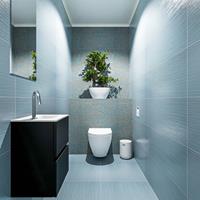 MONDIAZ ADA Toiletmeubel 40x30x50cm met 1 kraangaten 2 lades urban mat Wastafel Lex rechts Solid Surface Wit FK75341741