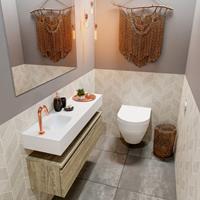 MONDIAZ ANDOR Toiletmeubel 100x30x30cm met 1 kraangaten 1 lades light brown grey mat Wastafel Lex links Solid Surface Wit FK75343439