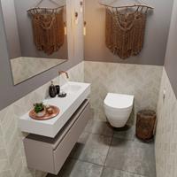 MONDIAZ ANDOR Toiletmeubel 100x30x30cm met 0 kraangaten 1 lades smoke mat Wastafel Lex rechts Solid Surface Wit FK75343210