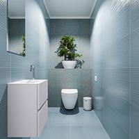 MONDIAZ ADA Toiletmeubel 40x30x50cm met 1 kraangaten 2 lades cale mat Wastafel Lex links Solid Surface Wit FK75341942