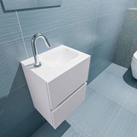 MONDIAZ ADA Toiletmeubel 40x30x50cm met 1 kraangaten 2 lades cale mat Wastafel Lex rechts Solid Surface Wit FK75341944