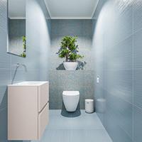 MONDIAZ ADA Toiletmeubel 40x30x50cm met 0 kraangaten 2 lades linen mat Wastafel Lex midden Solid Surface Wit FK75341912
