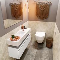 MONDIAZ ANDOR Toiletmeubel 100x30x30cm met 1 kraangaten 1 lades talc mat Wastafel Lex midden Solid Surface Wit FK75343118