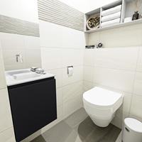MONDIAZ OLAN Toiletmeubel 40x30x40cm met 0 kraangaten 1 lades urban mat Wastafel Lex links Solid Surface Wit FK75342436