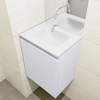 MONDIAZ OLAN Toiletmeubel 40x30x40cm met 0 kraangaten 1 lades cale mat Wastafel Lex midden Solid Surface Wit FK75342637
