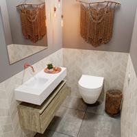 MONDIAZ ANDOR Toiletmeubel 80x30x30cm met 0 kraangaten 1 lades light brown grey mat Wastafel Lex links Solid Surface Wit FK75343434