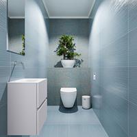 MONDIAZ ADA Toiletmeubel 40x30x50cm met 0 kraangaten 2 lades cale mat Wastafel Lex links Solid Surface Wit FK75341943