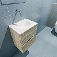 MONDIAZ ADA Toiletmeubel 40x30x50cm met 0 kraangaten 2 lades light brown grey mat Wastafel Lex midden Solid Surface Wit FK75342028