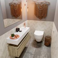 MONDIAZ ANDOR Toiletmeubel 100x30x30cm met 1 kraangaten 1 lades light brown grey mat Wastafel Lex rechts Solid Surface Wit FK75343441