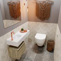 MONDIAZ ANDOR Toiletmeubel 80x30x30cm met 1 kraangaten 1 lades light brown grey mat Wastafel Lex links Solid Surface Wit FK75343929